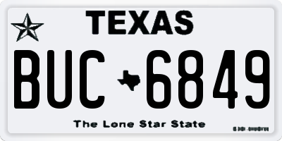 TX license plate BUC6849