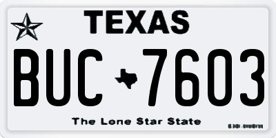 TX license plate BUC7603