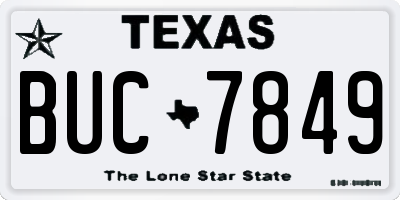 TX license plate BUC7849