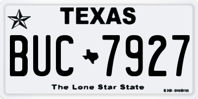 TX license plate BUC7927