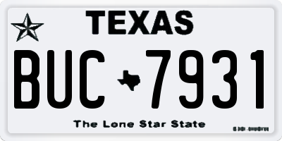 TX license plate BUC7931