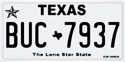 TX license plate BUC7937