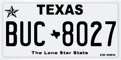 TX license plate BUC8027
