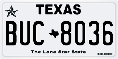 TX license plate BUC8036