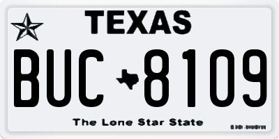 TX license plate BUC8109