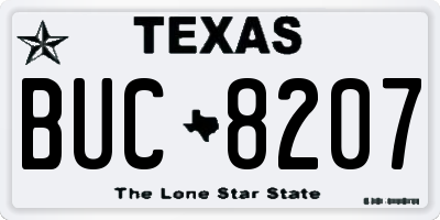 TX license plate BUC8207