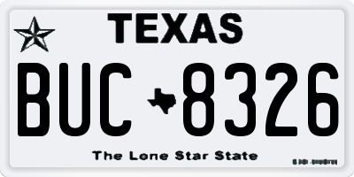 TX license plate BUC8326
