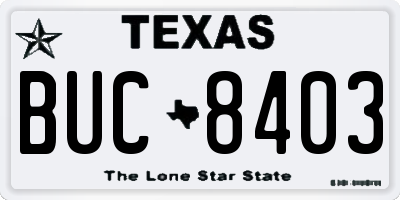 TX license plate BUC8403