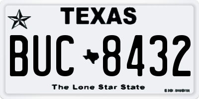 TX license plate BUC8432