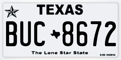 TX license plate BUC8672