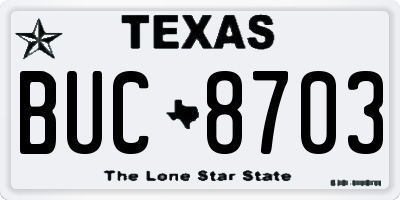 TX license plate BUC8703