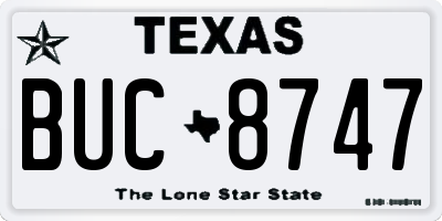 TX license plate BUC8747