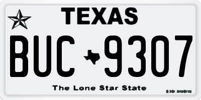 TX license plate BUC9307