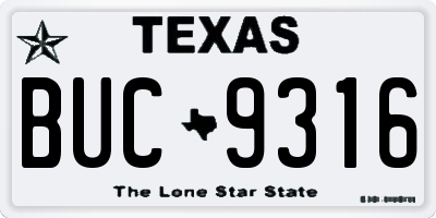 TX license plate BUC9316