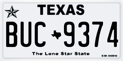 TX license plate BUC9374