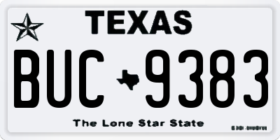 TX license plate BUC9383