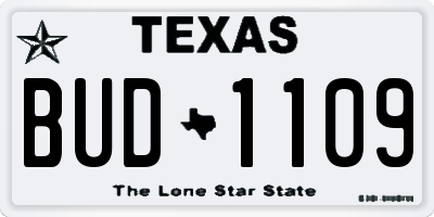 TX license plate BUD1109