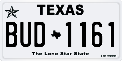 TX license plate BUD1161