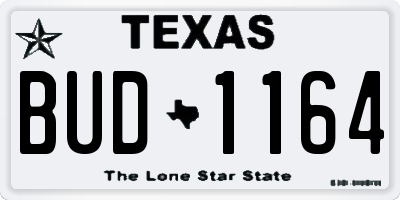 TX license plate BUD1164