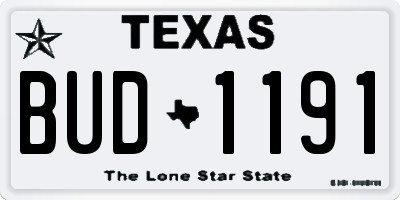 TX license plate BUD1191