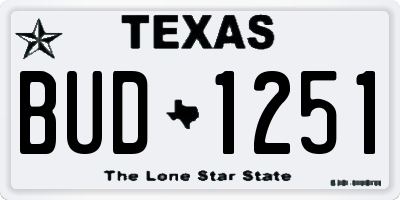 TX license plate BUD1251