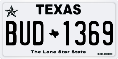 TX license plate BUD1369