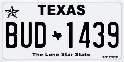 TX license plate BUD1439