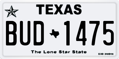 TX license plate BUD1475