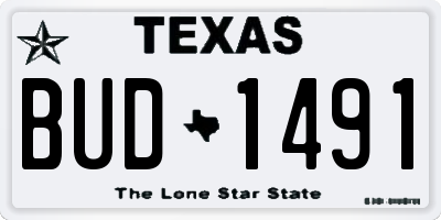 TX license plate BUD1491