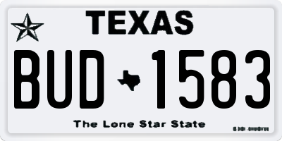 TX license plate BUD1583
