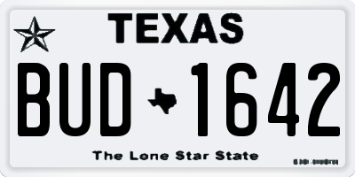 TX license plate BUD1642