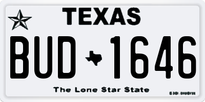 TX license plate BUD1646