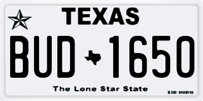 TX license plate BUD1650