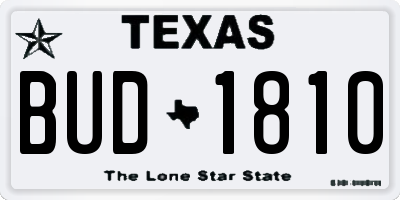 TX license plate BUD1810