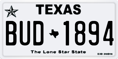 TX license plate BUD1894