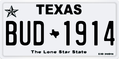 TX license plate BUD1914
