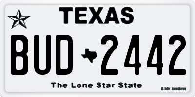 TX license plate BUD2442