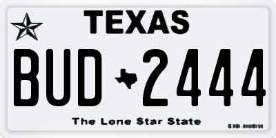 TX license plate BUD2444