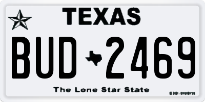 TX license plate BUD2469