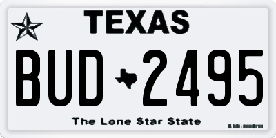 TX license plate BUD2495