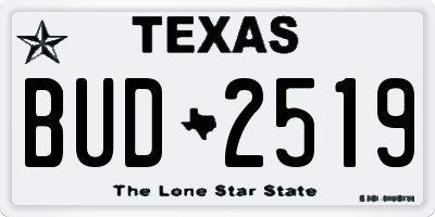 TX license plate BUD2519