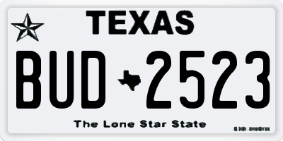 TX license plate BUD2523