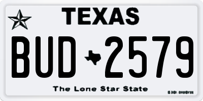 TX license plate BUD2579