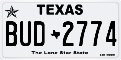 TX license plate BUD2774