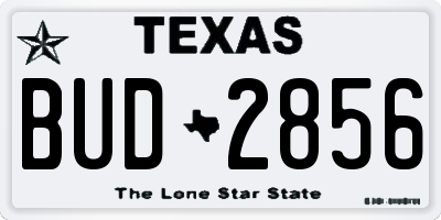 TX license plate BUD2856