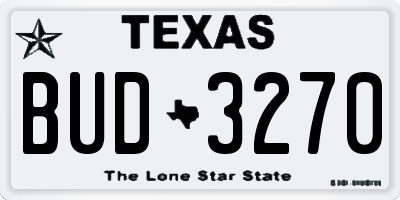 TX license plate BUD3270