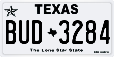 TX license plate BUD3284