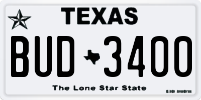 TX license plate BUD3400