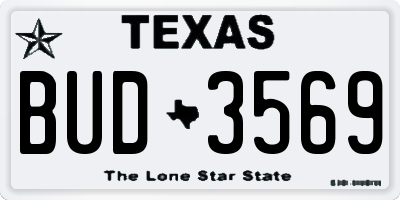 TX license plate BUD3569