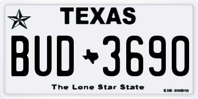TX license plate BUD3690
